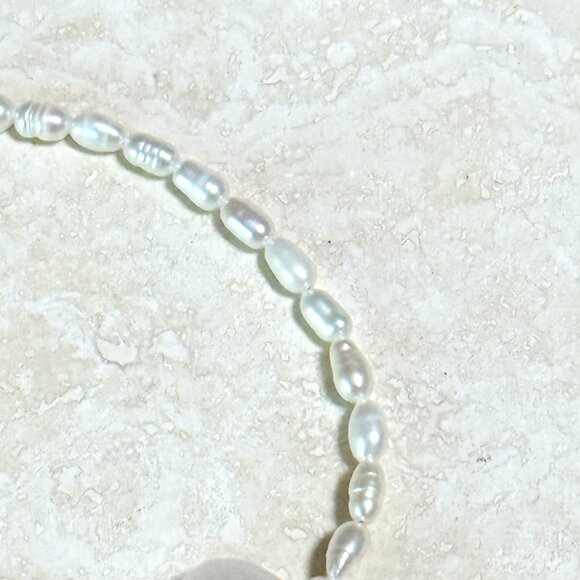 2/$20, Genuine Rose Quartz Stone Heart & White Freshwater Pearl Beaded Bracelet - Picture 3 of 11